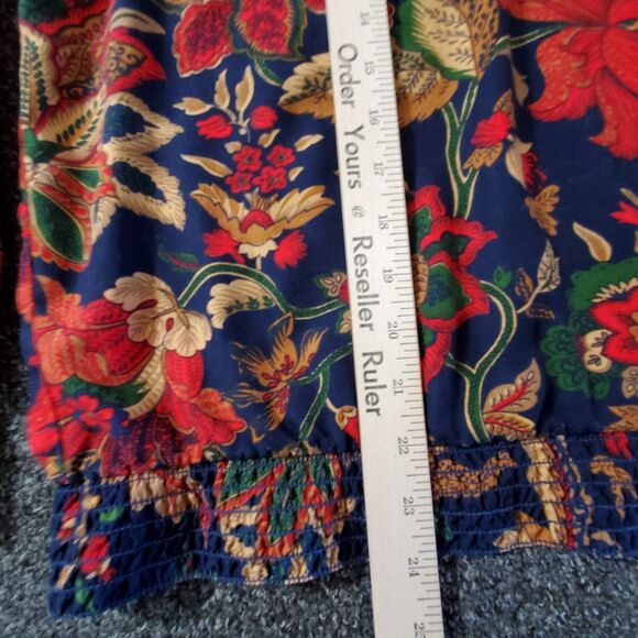 Vtg Alfred Dunner Blouse Women L Red Floral Paisley Sheer Elastic Waist Colorful - Picture 2 of 10